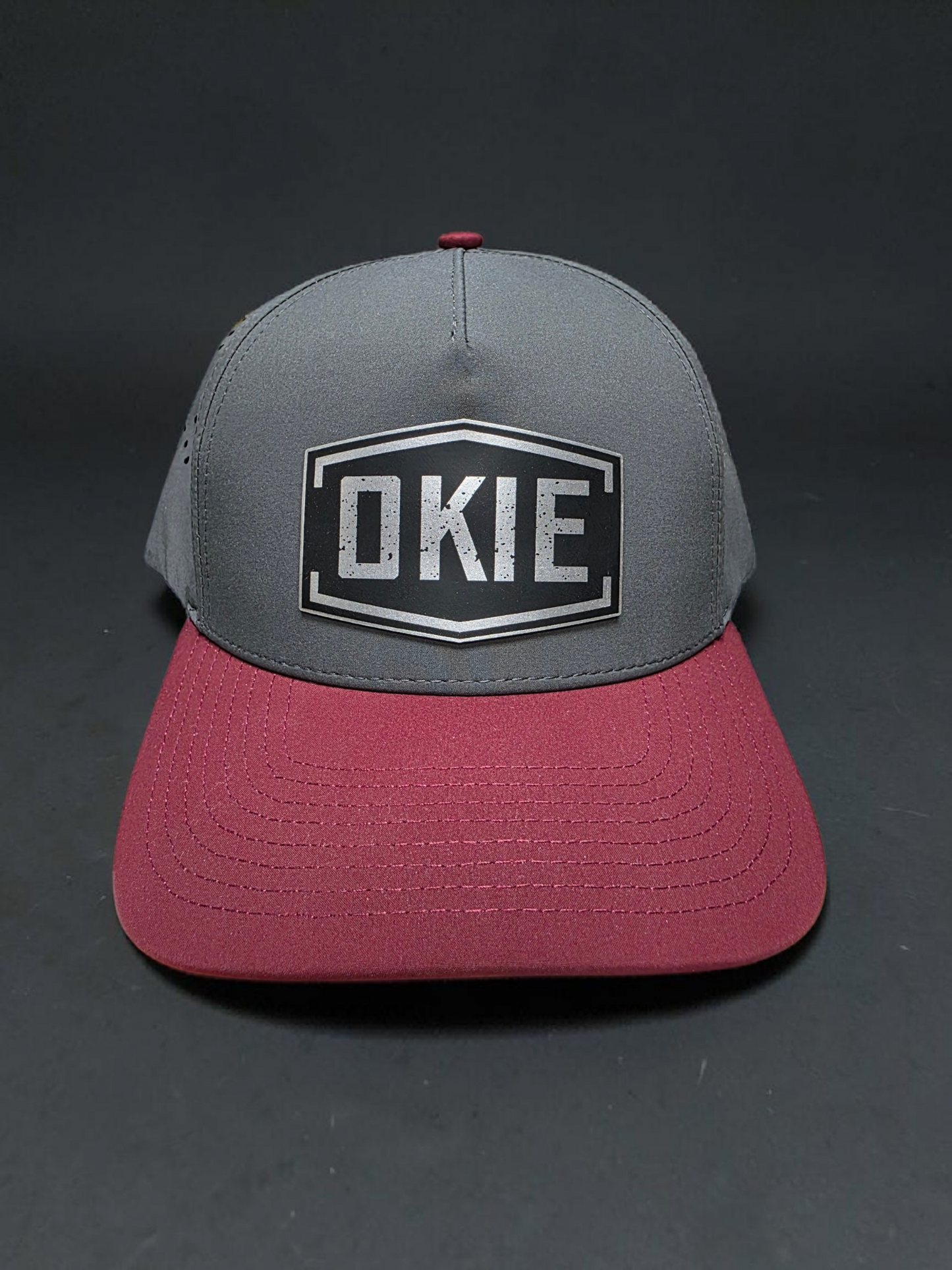 OKIE Hex Performance Hat Charcoal Maroon