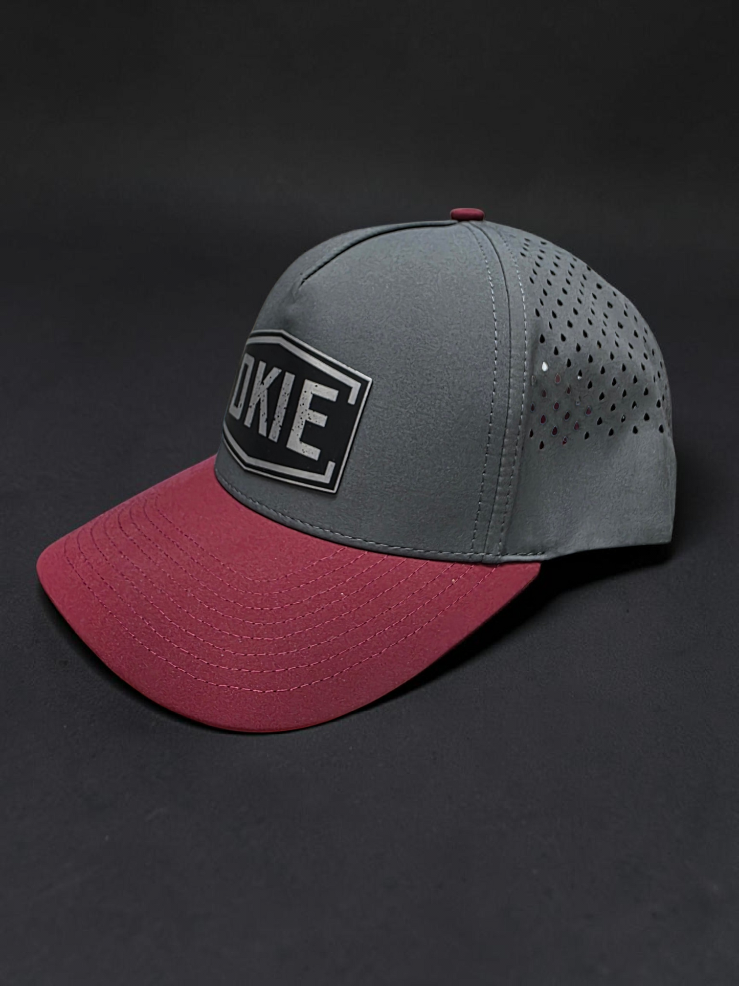 OKIE Hex Performance Hat Charcoal Maroon